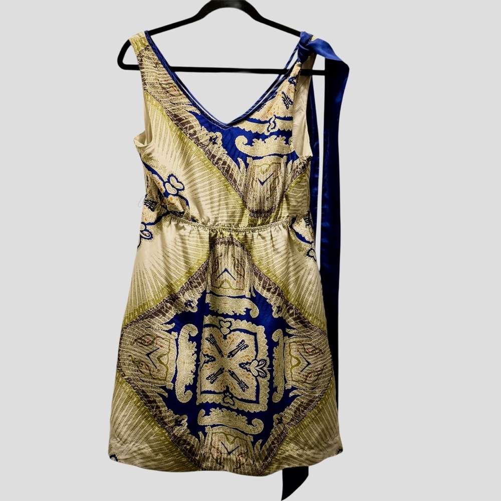 Edme & Esyllte - Anthropologie 100% Silk Kerchief Print V-Neck Dress Medium EUC - Picture 4 of 17